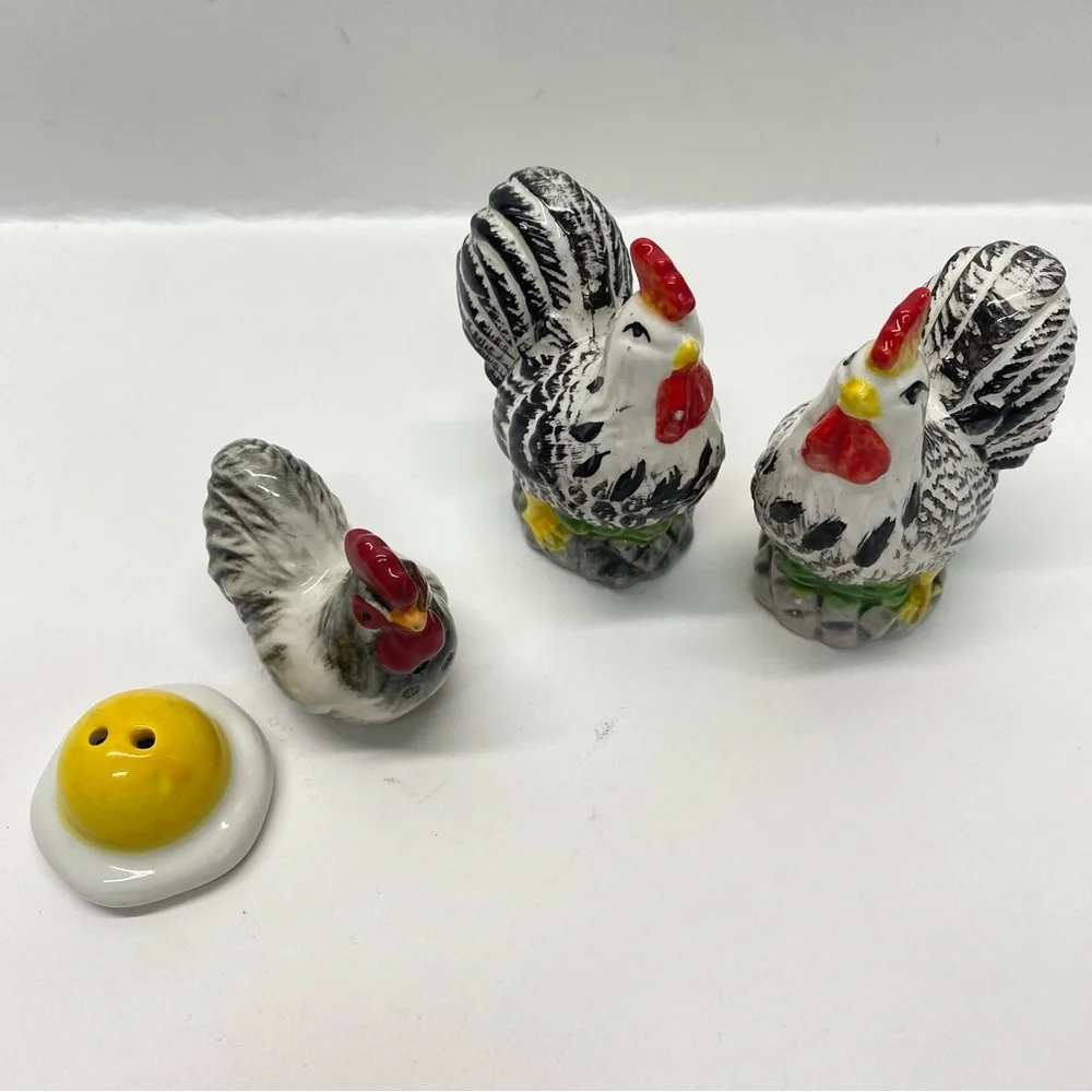 Chicken Salt & Pepper Shakers Chicken & Egg Shakers 2 Sets Farmstyle Cottagecore
